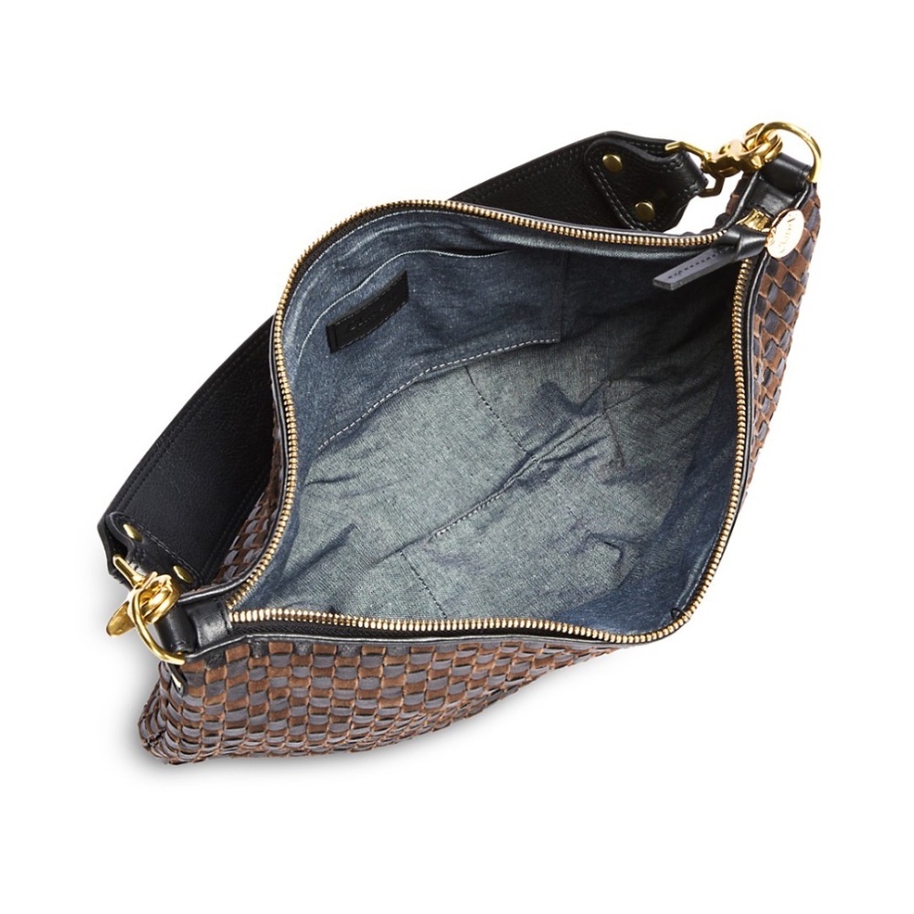 Clare V Moyen Messenger Black/Chocolate Woven Checker Bag NWT - Picture 9 of 10